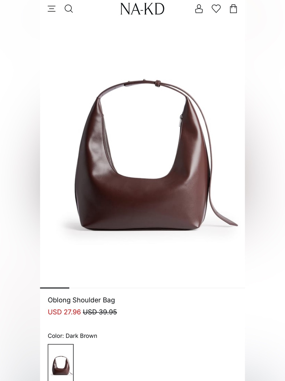 NA-KD Oblong Shoulder Bag - Dark Brown
